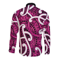 Aotearoa Maori Kowhaiwhai Long Sleeve Button Shirt Mawhero Puhoro and Patiki