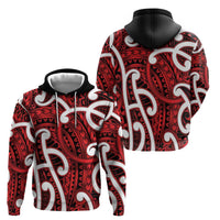 Aotearoa Maori Kowhaiwhai Hoodie Whero Puhoro and Patiki