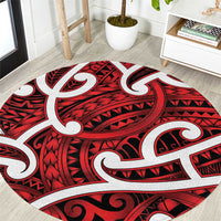 Aotearoa Maori Kowhaiwhai Round Carpet Whero Puhoro and Patiki