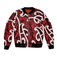 Aotearoa Maori Kowhaiwhai Sleeve Zip Bomber Jacket Whero Puhoro and Patiki