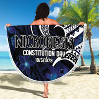Micronesia Constitution Day Beach Blanket Since 1979 with Polynesian Hibiscus Pattern