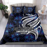 Micronesia Constitution Day Bedding Set Since 1979 with Polynesian Hibiscus Pattern