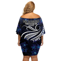 Micronesia Constitution Day Off Shoulder Short Dress Since 1979 with Polynesian Hibiscus Pattern LT9 - Polynesian Pride