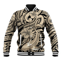 Polynesian Shark Tribal Tattoo Baseball Jacket Beige Style