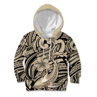 Polynesian Shark Tribal Tattoo Kid Hoodie Beige Style