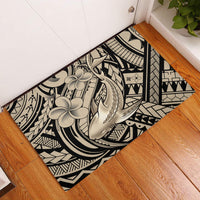 Polynesian Shark Tribal Tattoo Rubber Doormat Beige Style