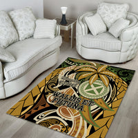 Wallis and Futuna Victory Day Area Rug Since 1945 with Polynesian Platinum Floral Tribal