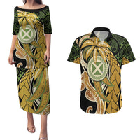 Wallis and Futuna Victory Day Couples Matching Puletasi and Hawaiian Shirt Since 1945 with Polynesian Platinum Floral Tribal LT9 Red - Polynesian Pride