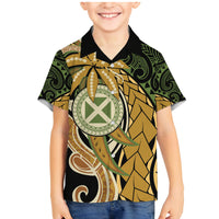 Wallis and Futuna Victory Day Family Matching Mermaid Dress and Hawaiian Shirt Since 1945 with Polynesian Platinum Floral Tribal LT9 Son's Shirt Red - Polynesian Pride