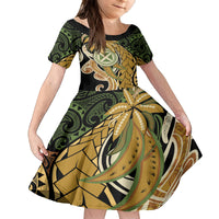 Wallis and Futuna Victory Day Family Matching Puletasi and Hawaiian Shirt Since 1945 with Polynesian Platinum Floral Tribal LT9 Daughter's Dress Red - Polynesian Pride