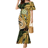 Wallis and Futuna Victory Day Mermaid Dress Since 1945 with Polynesian Platinum Floral Tribal LT9 Women Red - Polynesian Pride