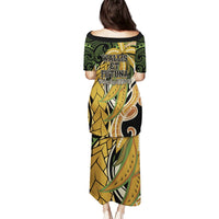 Wallis and Futuna Victory Day Puletasi Since 1945 with Polynesian Platinum Floral Tribal LT9 - Polynesian Pride