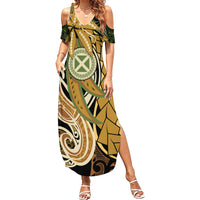Wallis and Futuna Victory Day Summer Maxi Dress Since 1945 with Polynesian Platinum Floral Tribal LT9 Women Red - Polynesian Pride