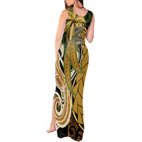 Wallis and Futuna Victory Day Tank Maxi Dress Since 1945 with Polynesian Platinum Floral Tribal