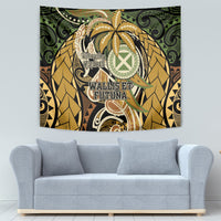 Wallis and Futuna Victory Day Tapestry Since 1945 with Polynesian Platinum Floral Tribal