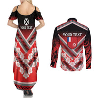 Personalised Wallis et Futuna Couples Matching Summer Maxi Dress and Long Sleeve Button Shirt Hibiscus and Polynesian Tribal Tattoos LT9 - Polynesian Pride