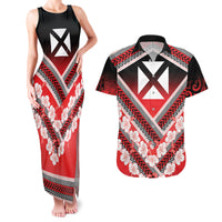 Personalised Wallis et Futuna Couples Matching Tank Maxi Dress and Hawaiian Shirt Hibiscus and Polynesian Tribal Tattoos LT9 Red - Polynesian Pride