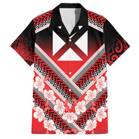 Personalised Wallis et Futuna Family Matching Puletasi and Hawaiian Shirt Hibiscus and Polynesian Tribal Tattoos LT9 Dad's Shirt - Short Sleeve Red - Polynesian Pride
