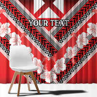 Personalised Wallis et Futuna Window Curtain Hibiscus and Polynesian Tribal Tattoos