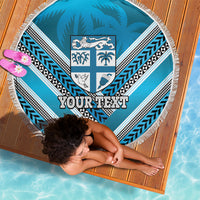 Custom Fiji Rugby Beach Blanket Fijian Warrior With Polynesian Tribal Tattoos