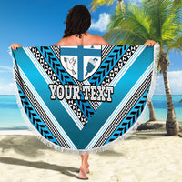 Custom Fiji Rugby Beach Blanket Fijian Warrior With Polynesian Tribal Tattoos