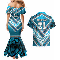 Custom Fiji Rugby Couples Matching Mermaid Dress and Hawaiian Shirt Fijian Warrior With Polynesian Tribal Tattoos LT9 - Polynesian Pride