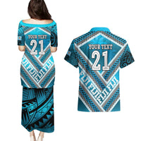 Custom Fiji Rugby Couples Matching Puletasi and Hawaiian Shirt Fijian Warrior With Polynesian Tribal Tattoos LT9 - Polynesian Pride