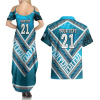 Custom Fiji Rugby Couples Matching Summer Maxi Dress and Hawaiian Shirt Fijian Warrior With Polynesian Tribal Tattoos LT9 - Polynesian Pride