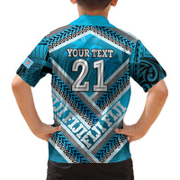 Custom Fiji Rugby Family Matching Off Shoulder Short Dress and Hawaiian Shirt Fijian Warrior With Polynesian Tribal Tattoos LT9 - Polynesian Pride