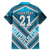 Custom Fiji Rugby Family Matching Off Shoulder Short Dress and Hawaiian Shirt Fijian Warrior With Polynesian Tribal Tattoos LT9 - Polynesian Pride