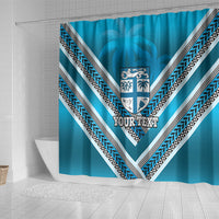 Custom Fiji Rugby Shower Curtain Fijian Warrior With Polynesian Tribal Tattoos