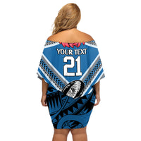 Custom Manuma Samoa Rugby Off Shoulder Short Dress Ula fala Samoan Siva Tau Tribal