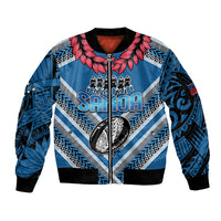 Custom Manuma Samoa Rugby Sleeve Zip Bomber Jacket Ula fala Samoan Siva Tau Tribal