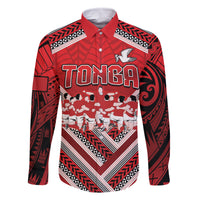 Custom Tonga Rugby Family Matching Long Sleeve Bodycon Dress and Hawaiian Shirt Tonga Sipi Tau Ngatu Tribal Pattern LT9 Dad's Shirt - Long Sleeve Red - Polynesian Pride