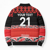 New Zealand Rugby Pacific Custom Bomber Puffer Jacket Whatumoana Maori Kowhaiwhai Pattern - Polynesian Pride