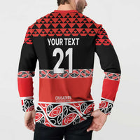 New Zealand Rugby Pacific Custom Button Sweatshirt Whatumoana Maori Kowhaiwhai Pattern LT9 - Polynesian Pride