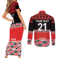 New Zealand Rugby Pacific Custom Couples Matching Short Sleeve Bodycon Dress and Long Sleeve Button Shirt Whatumoana Maori Kowhaiwhai Pattern LT9 - Polynesian Pride