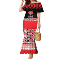 New Zealand Rugby Pacific Custom Family Matching Mermaid Dress and Hawaiian Shirt Whatumoana Maori Kowhaiwhai Pattern LT9 Mom's Dress Blue - Polynesian Pride