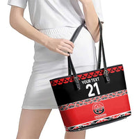 New Zealand Rugby Pacific Custom Leather Tote Bag Whatumoana Maori Kowhaiwhai Pattern