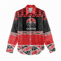 New Zealand Rugby Pacific Custom Women Casual Shirt Whatumoana Maori Kowhaiwhai Pattern