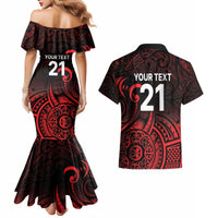 New Zealand Rugby Pacific Custom Couples Matching Mermaid Dress and Hawaiian Shirt Whatumoana Maori Tribal Tattoo LT9 - Polynesian Pride
