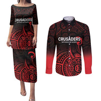 New Zealand Rugby Pacific Custom Couples Matching Puletasi and Long Sleeve Button Shirt Whatumoana Maori Tribal Tattoo LT9 Gold - Polynesian Pride