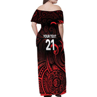 New Zealand Rugby Pacific Custom Family Matching Off Shoulder Maxi Dress and Hawaiian Shirt Whatumoana Maori Tribal Tattoo
