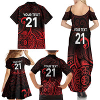 New Zealand Rugby Pacific Custom Family Matching Summer Maxi Dress and Hawaiian Shirt Whatumoana Maori Tribal Tattoo