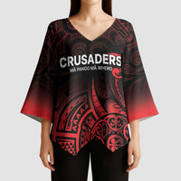 New Zealand Rugby Pacific Custom Kimono Sleeve Blouse Whatumoana Maori Tribal Tattoo - Polynesian Pride