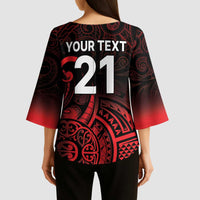 New Zealand Rugby Pacific Custom Kimono Sleeve Blouse Whatumoana Maori Tribal Tattoo - Polynesian Pride