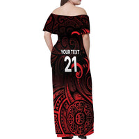 New Zealand Rugby Pacific Custom Off Shoulder Maxi Dress Whatumoana Maori Tribal Tattoo