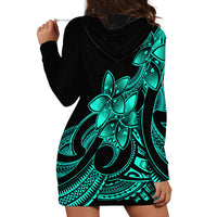 Polynesian Pride Plumeria Flowers Hoodie Dress Polynesian Tribal Aqua Vibe LT9 - Polynesian Pride