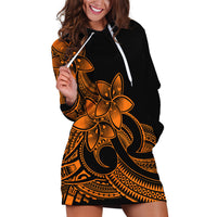 Polynesian Pride Plumeria Flowers Hoodie Dress Polynesian Tribal Gold Vibe LT9 Gold - Polynesian Pride