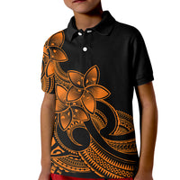 Polynesian Pride Plumeria Flowers Kid Polo Shirt Polynesian Tribal Gold Vibe LT9 Kid Gold - Polynesian Pride